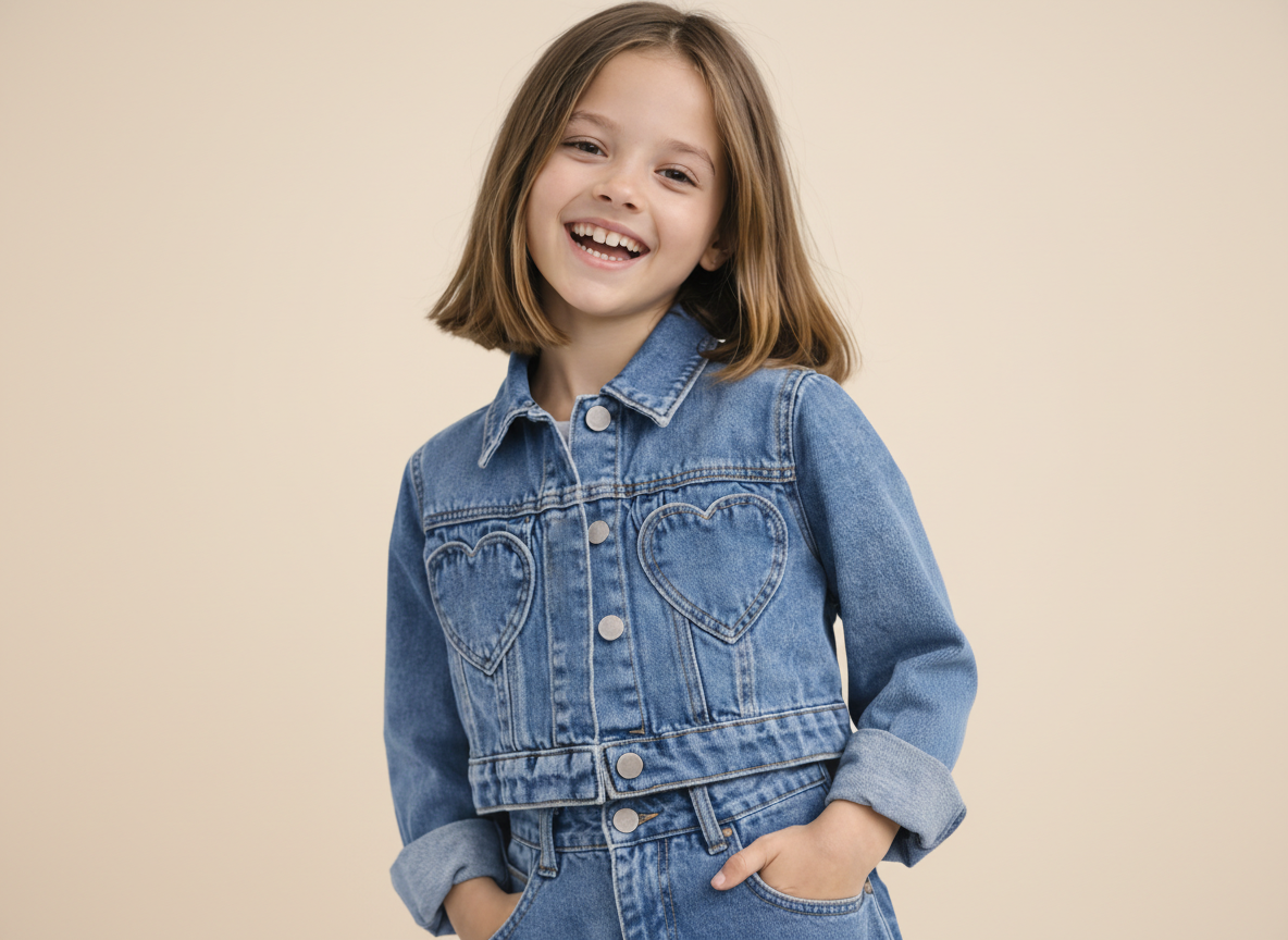 Hearts Denim Set Dark