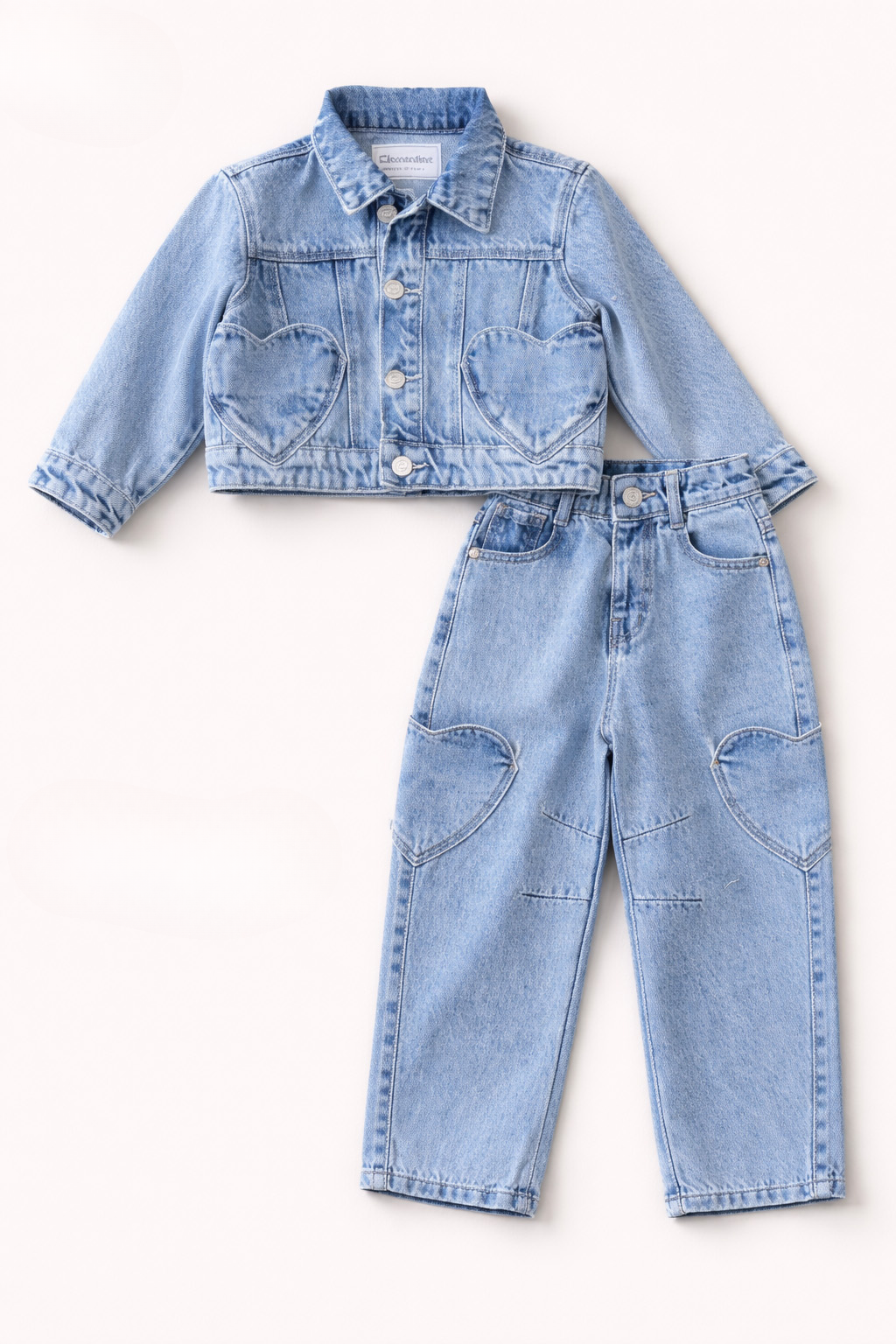 Hearts Denim Set Light