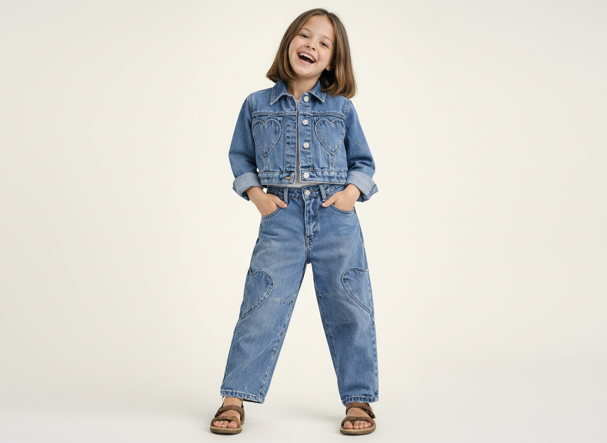 Hearts Denim Set Dark