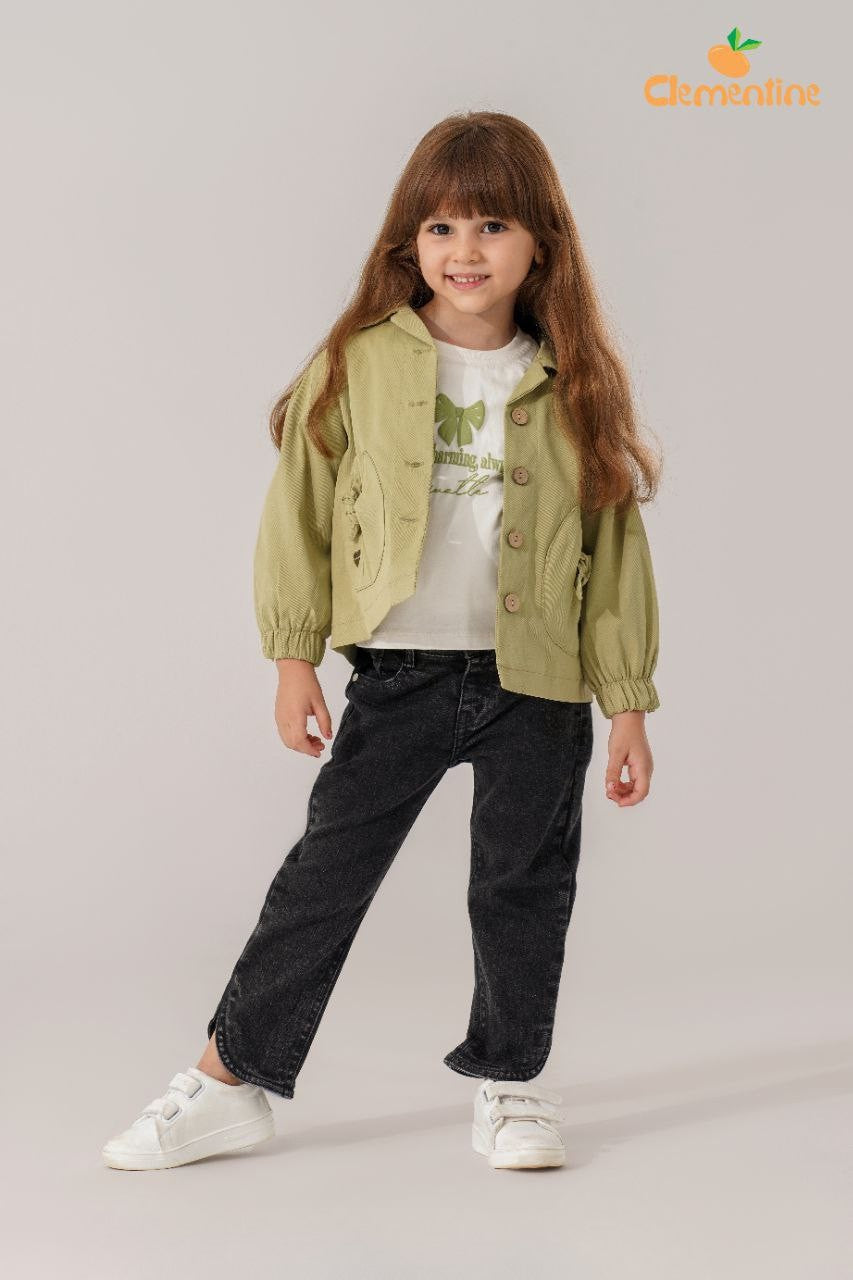 Olive Chic 3-Piece Set (Jacket, Top & Jeans)