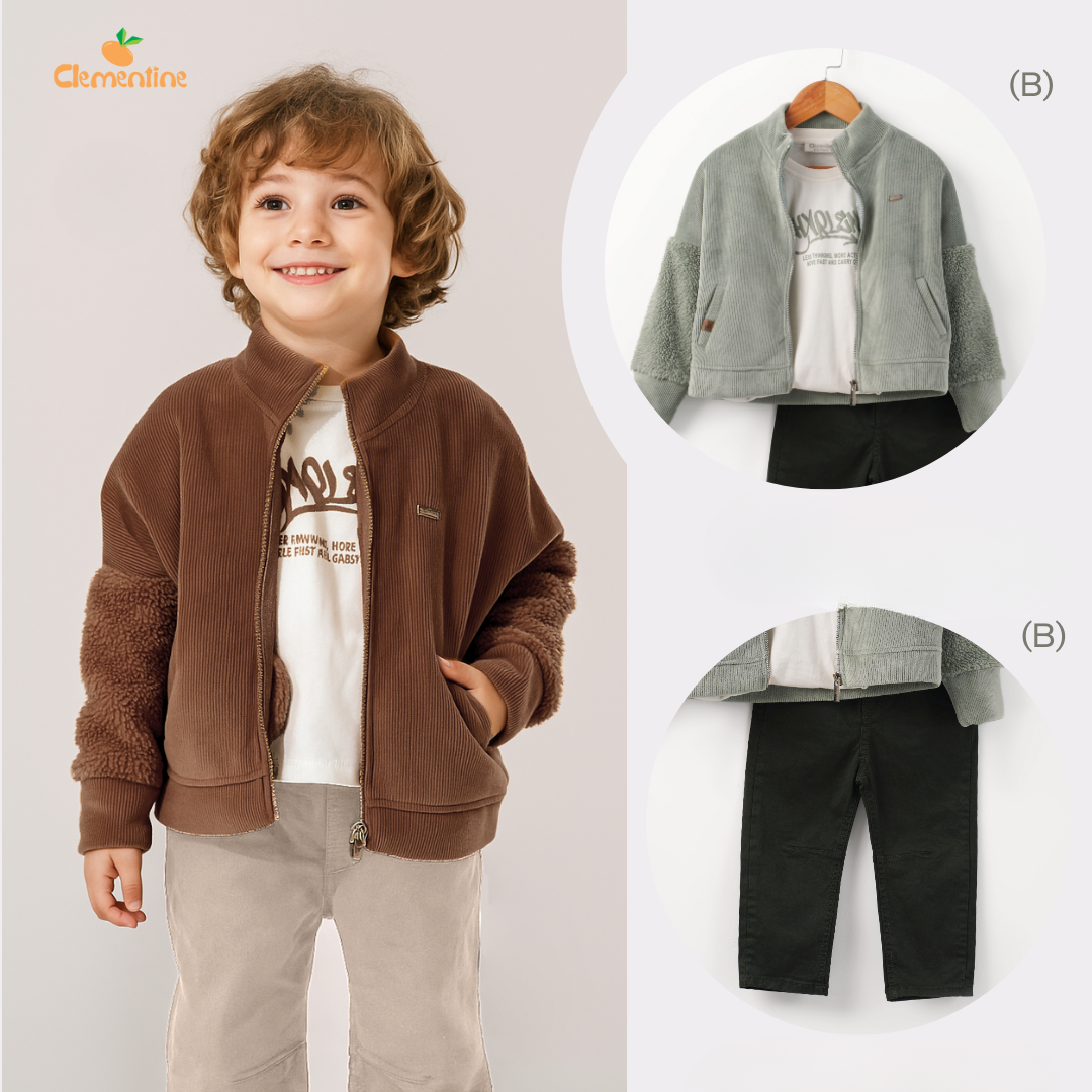Cozy Zip-Up Cord Jacket – Boys’ Winter Collection