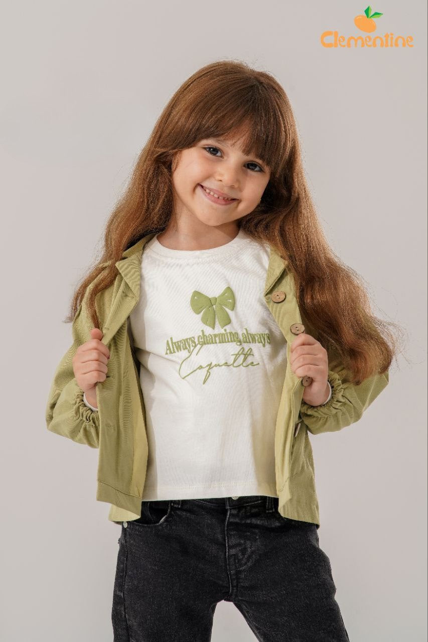 Olive Chic 3-Piece Set (Jacket, Top & Jeans)