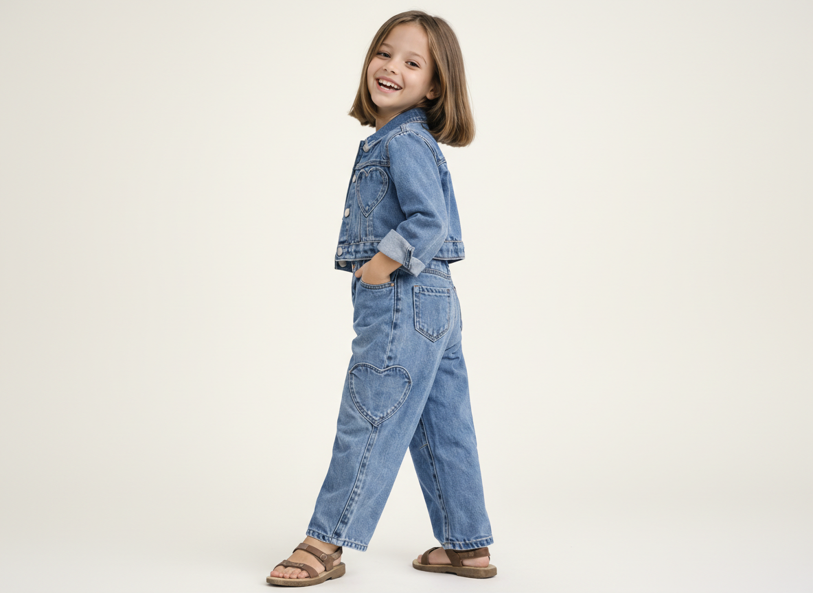 Hearts Denim Set Dark